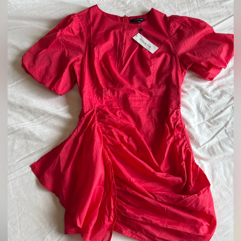 NWT Triple Threads Red puff sleeve dress